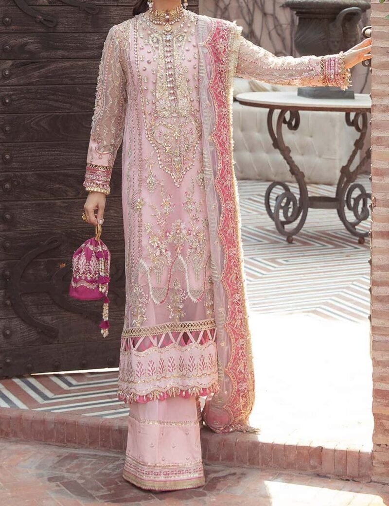 Afrozeh Embroidered Organza Suit Unstitched 3 Piece -AZ34135 - Image 2