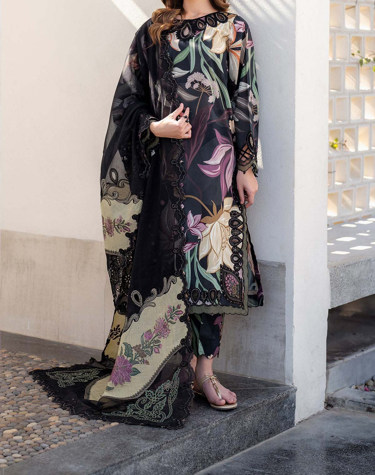 Baroque 3 Piece Unstitched Embroidered Lawn Suit - SF-4090