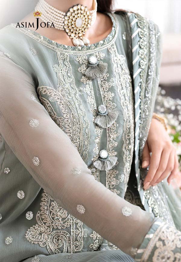 Asim Jofa Unstitched Chiffon Heavy Embroidered Dress With NET Embroidered Dupatta - AJ25 - Image 7