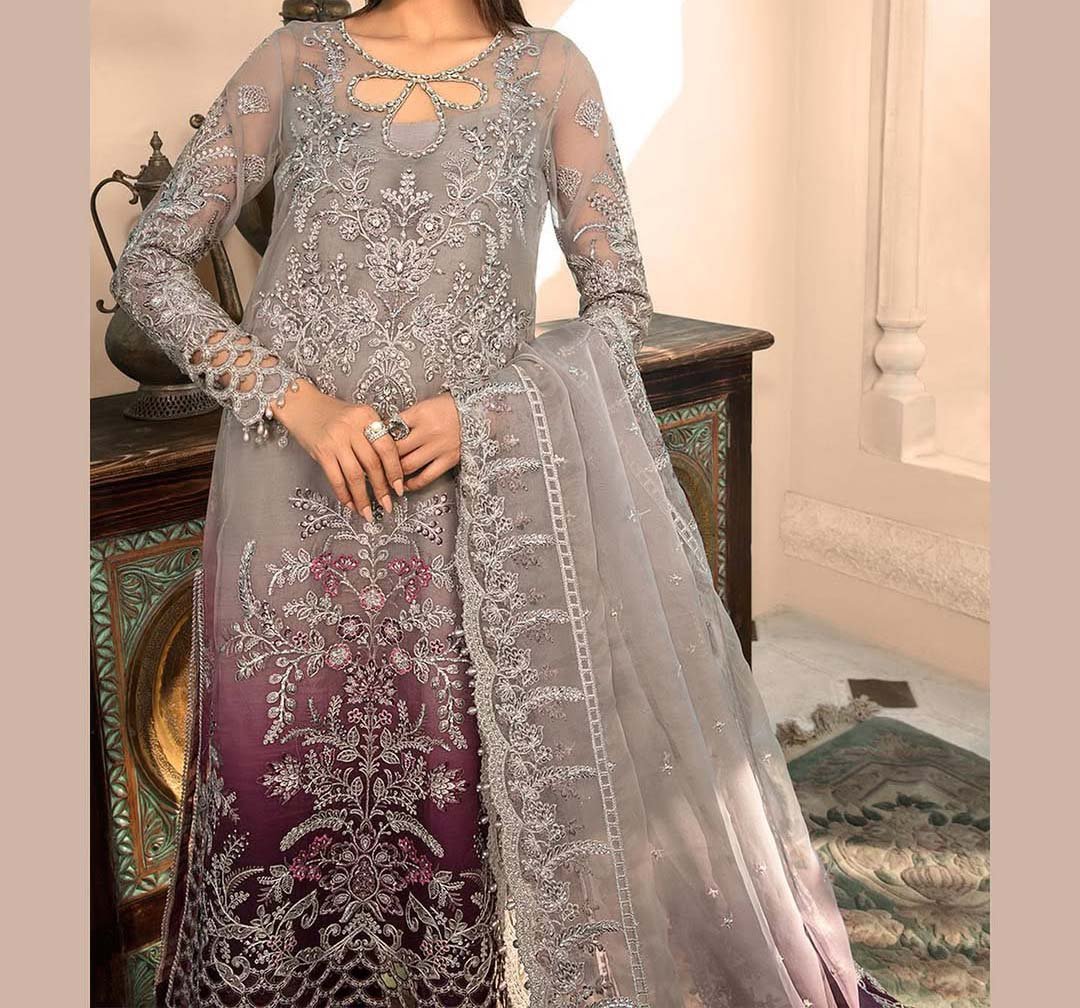 Maria B Organza Collection 3Piece Unstitched Suit- ASD34533