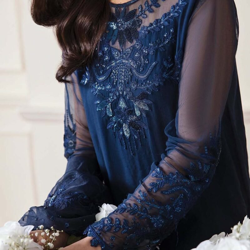 Baroque Formal Embroidered Chiffon Unstitched 3Pc BQ6843 - Image 4