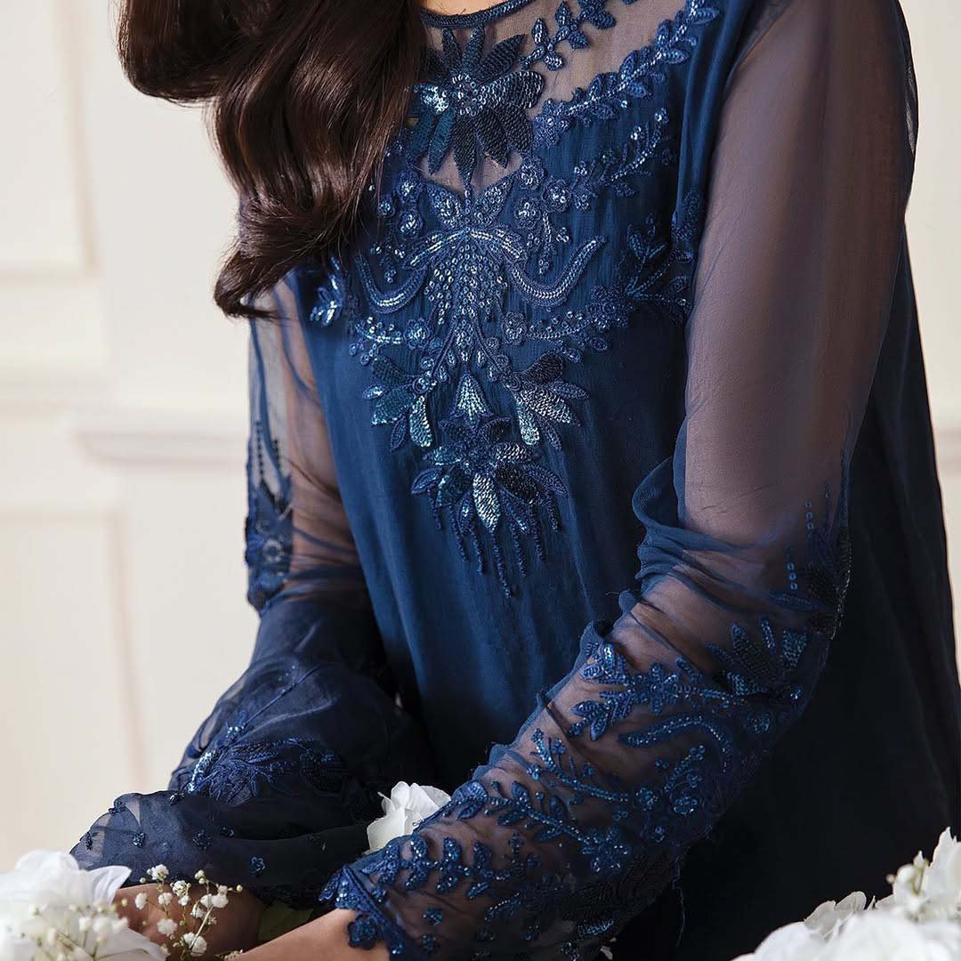 Baroque Formal Embroidered Chiffon Unstitched 3Pc BQ6843 - Image 4