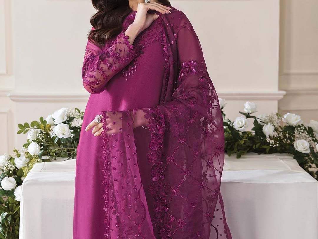 Baroque Exclusive Formal Embroidered Chiffon Unstitched 3Pc BQ6843 - Image 5