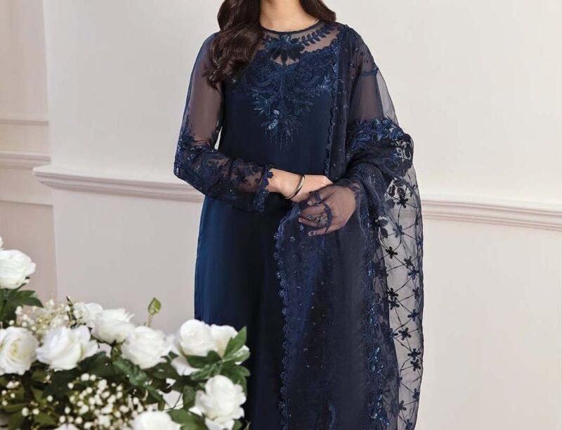Baroque Formal Embroidered Chiffon Unstitched 3Pc BQ6843 - Image 2