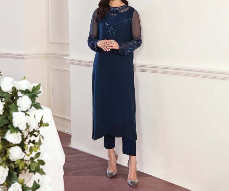 Baroque Formal Embroidered Chiffon Unstitched 3Pc BQ6843 - Image 5