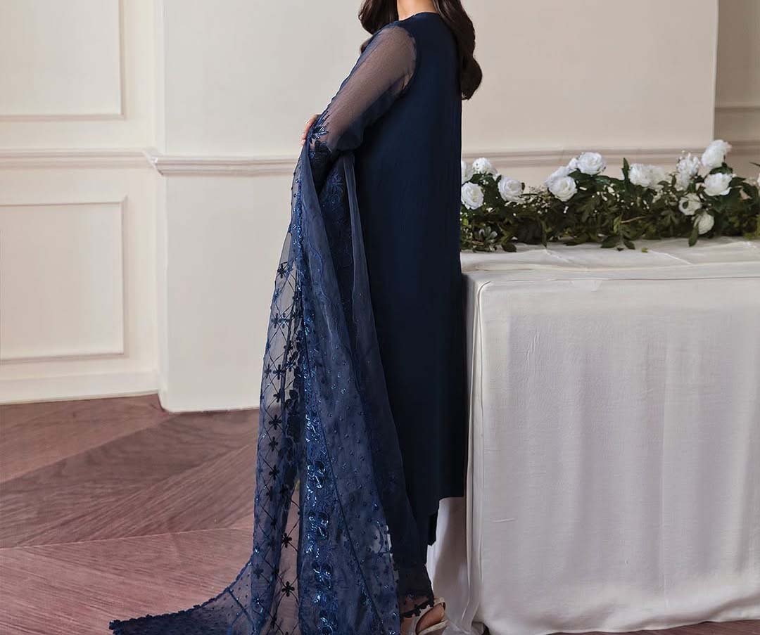 Baroque Formal Embroidered Chiffon Unstitched 3Pc BQ6843 - Image 3