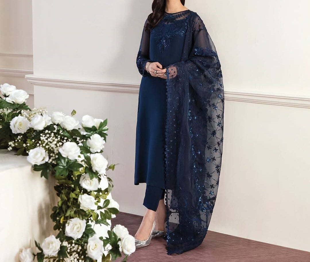 Baroque Formal Embroidered Chiffon Unstitched 3Pc BQ6843