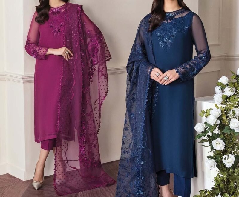 Baroque Exclusive Formal Embroidered Chiffon Unstitched 3Pc BQ6843 - Image 6