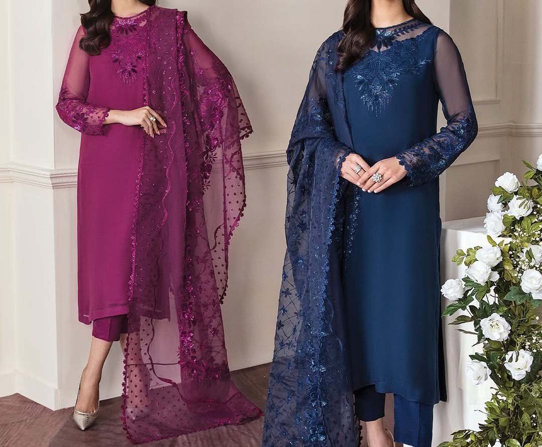 Baroque Exclusive Formal Embroidered Chiffon Unstitched 3Pc BQ6843 - Image 6