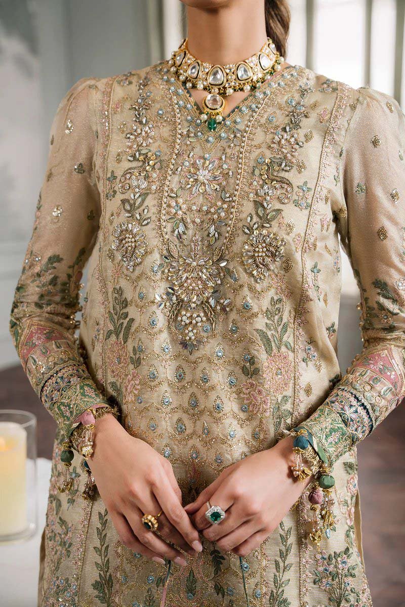 Baroque Embroidered Zari Masuri 3-Piece with Digital Printed Dupatta & Silk Trouser CH12-04 - Image 8