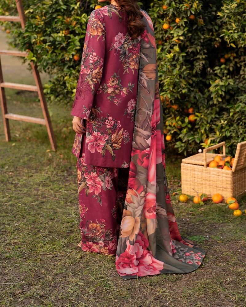 Iznik Luxury Embroidered Lawn 3 Piece Unstitched UE-385 - Image 3