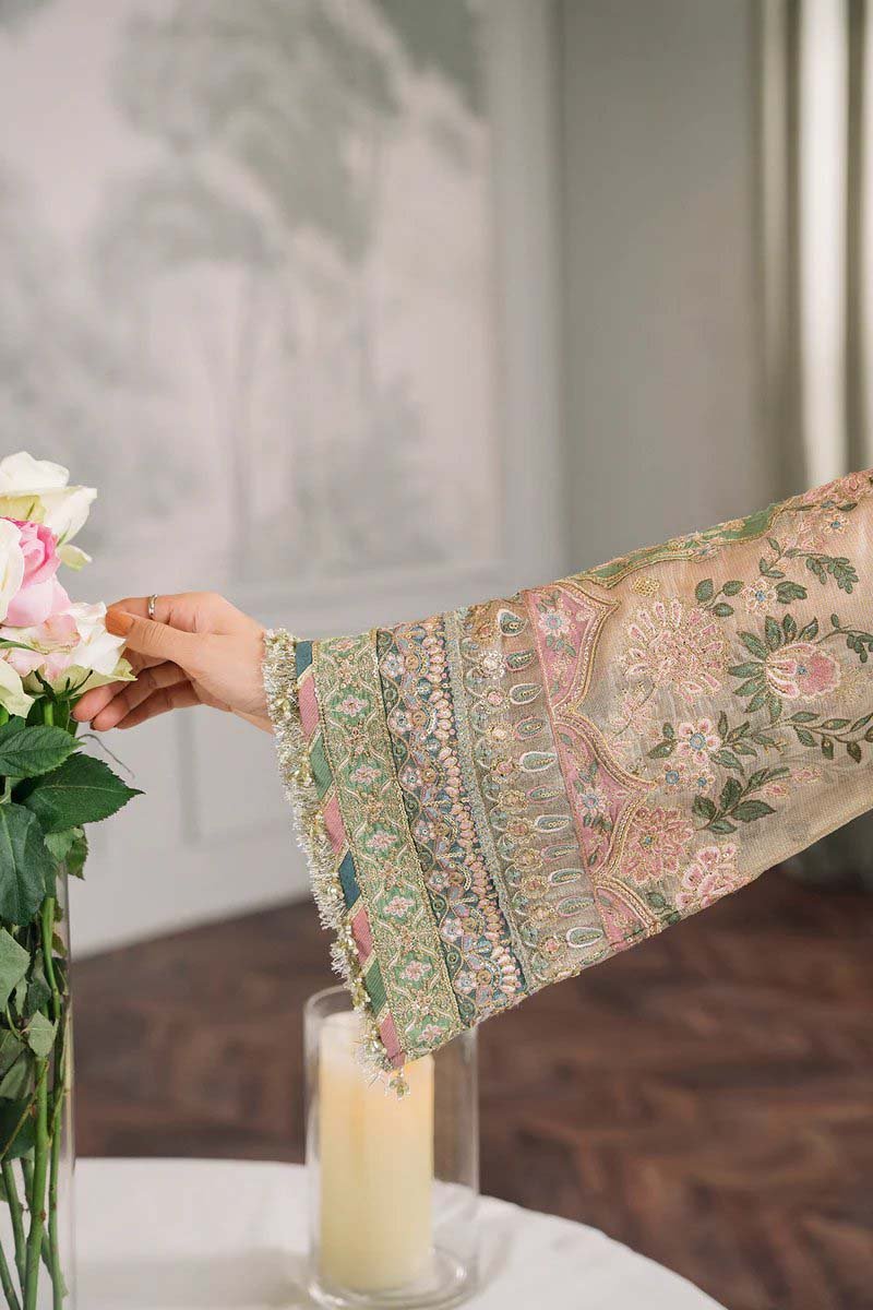 Baroque Embroidered Zari Masuri 3-Piece with Digital Printed Dupatta & Silk Trouser CH12-04 - Image 6