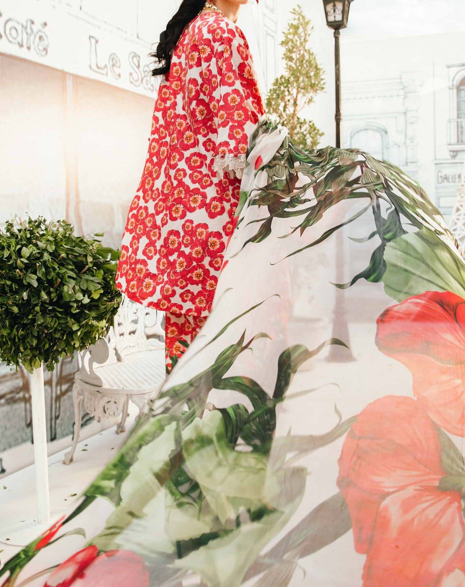 Maria B 3 Piece Unstitched Embroidered Lawn Suit - Image 2