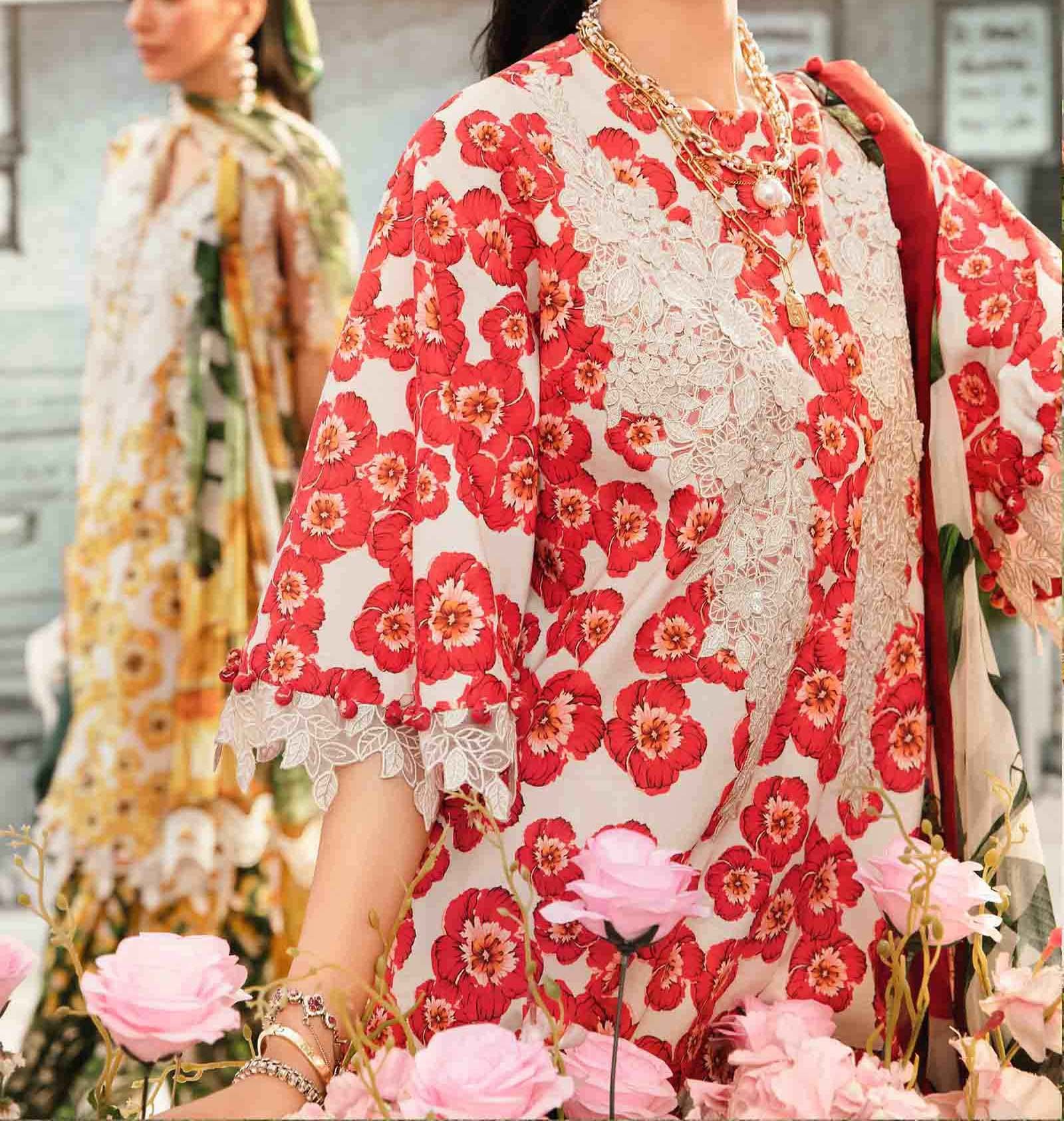 Maria B 3 Piece Unstitched Embroidered Lawn Suit - Image 5