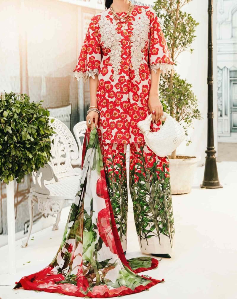Maria B 3 Piece Unstitched Embroidered Lawn Suit