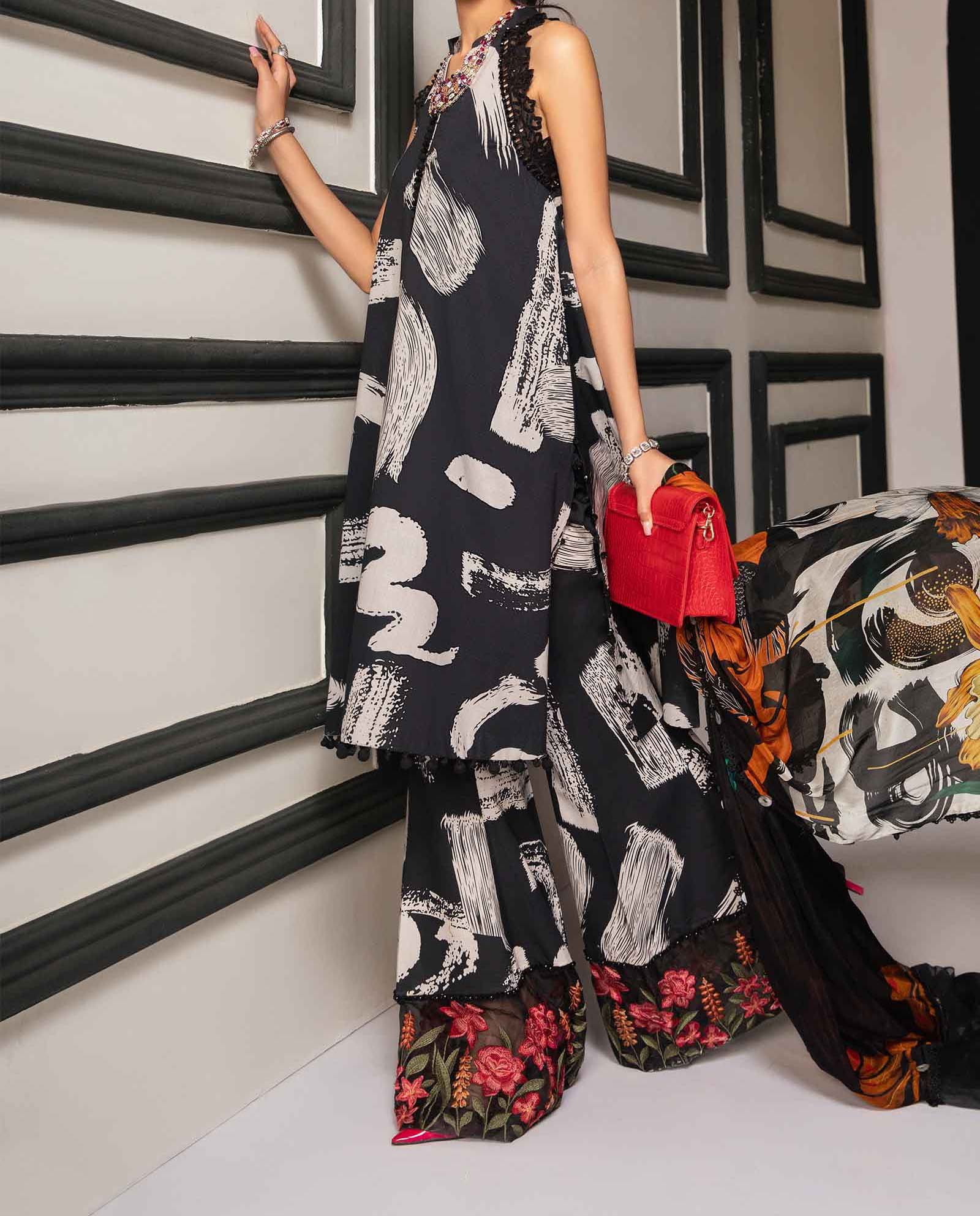 Maria B 3 Piece Unstitched Printed Suit - Image 4