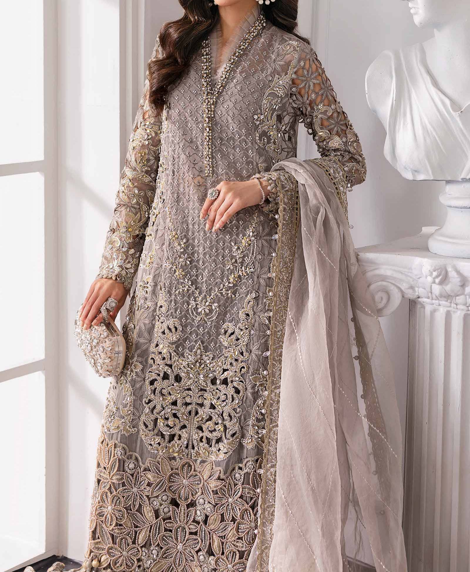Maria B 3 Piece Unstitched Embroidered Organza Suit  BD-3006 - Image 3