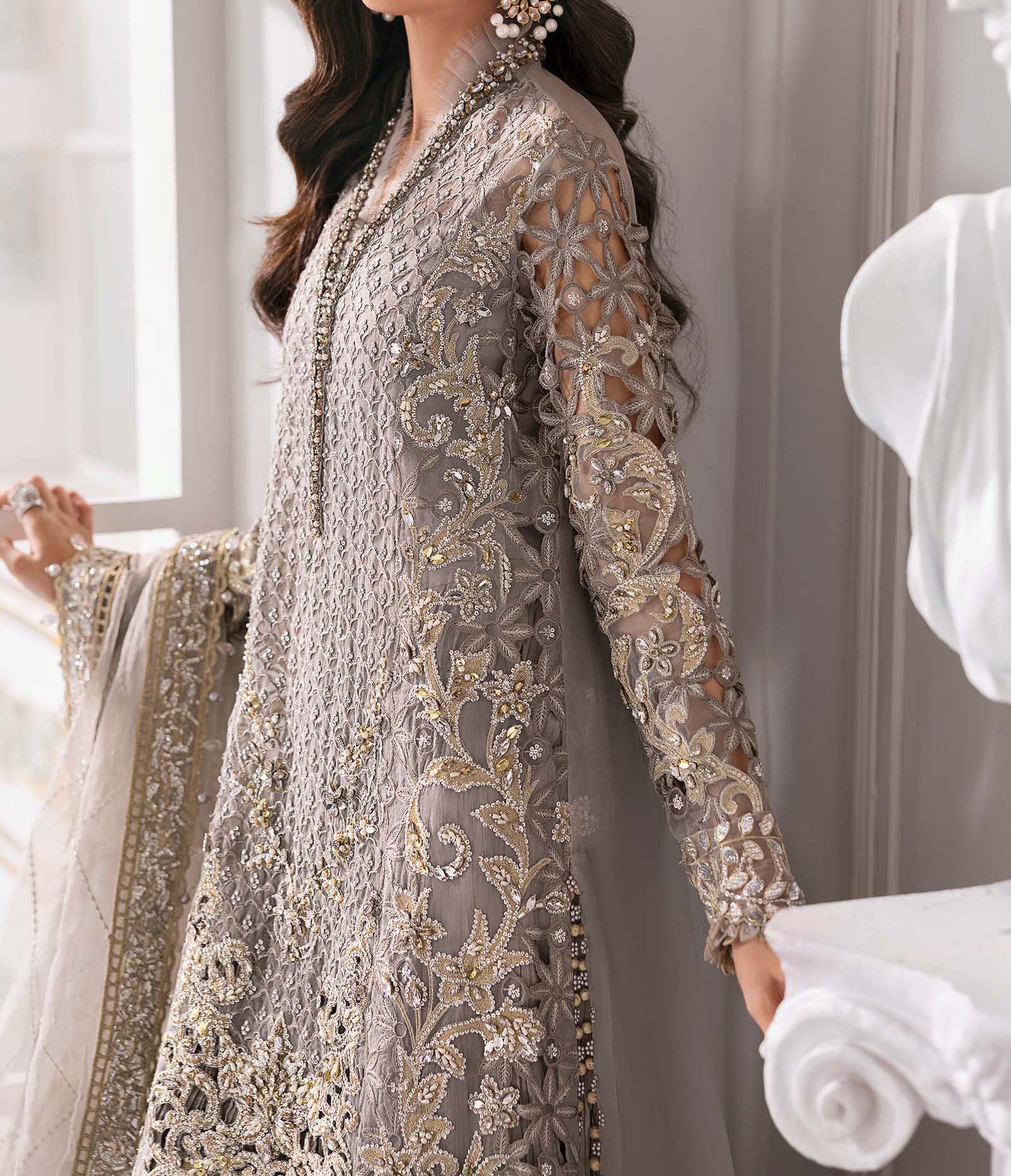 Maria B 3 Piece Unstitched Embroidered Organza Suit  BD-3006 - Image 4