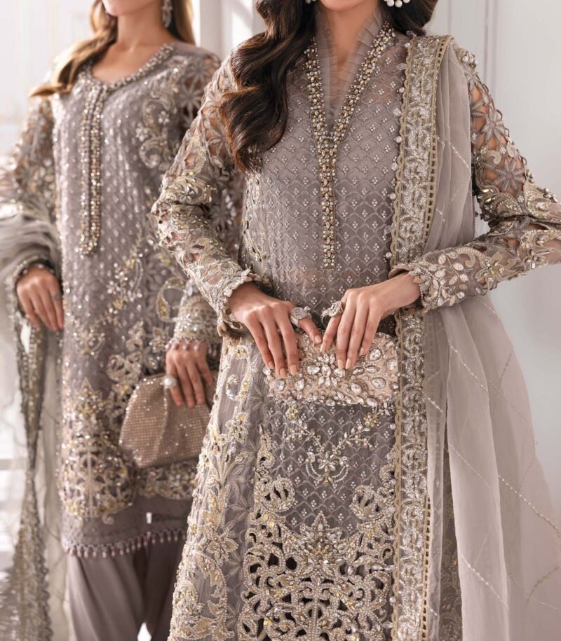 Maria B 3 Piece Unstitched Embroidered Organza Suit  BD-3006 - Image 8