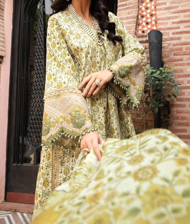 Maria.B Unstitched Heavy Embroidered Lawn Dress With Embroidered Khaddi Dupatta 3PC - Image 2