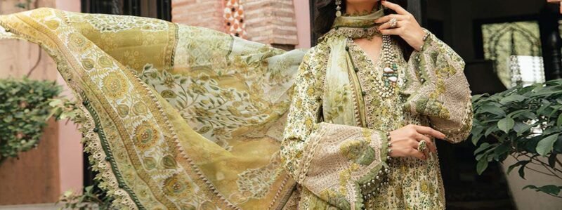 Maria.B Unstitched Heavy Embroidered Lawn Dress With Embroidered Khaddi Dupatta 3PC - Image 7
