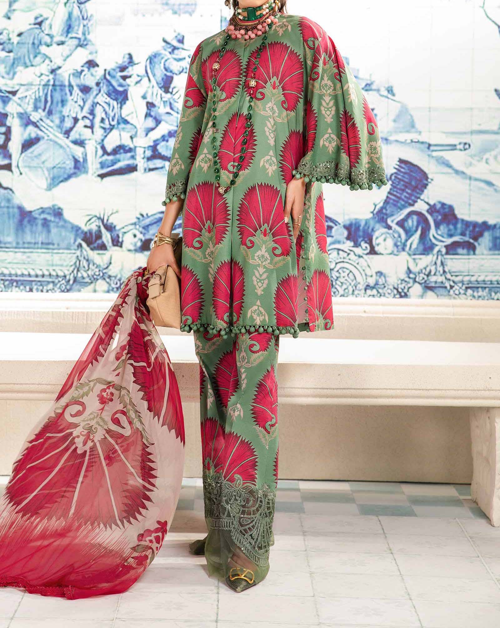 Maria B 3 Piece Unstitched Printed Suit - MPT-2209-A - Image 4