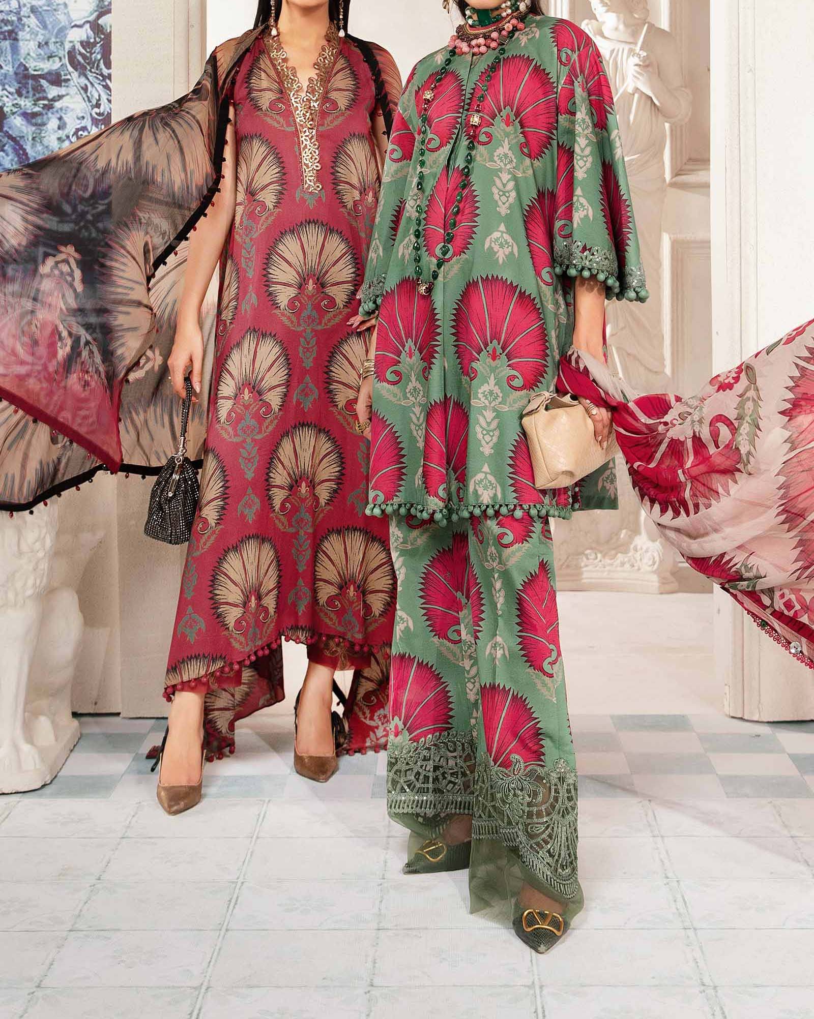 Maria B 3 Piece Unstitched Printed Suit - MPT-2209-A - Image 6