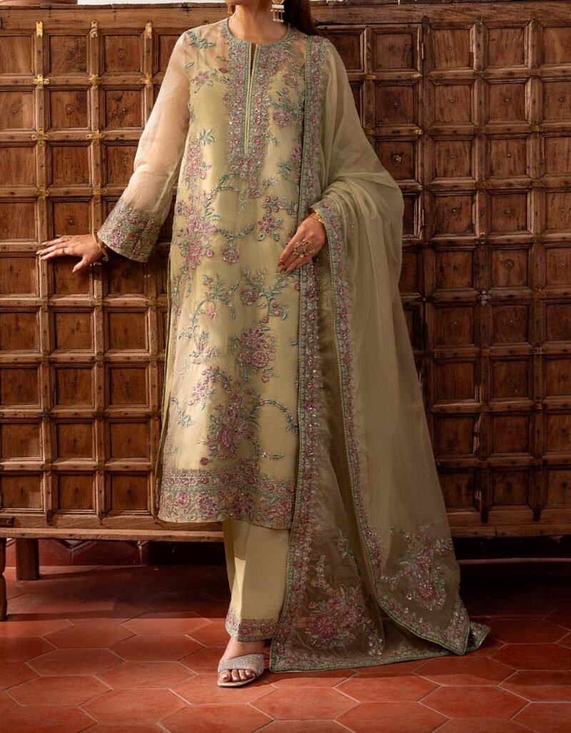 Sheenora Luxury Organza 3-Piece Suit with Heavy Embroidery & Adda Work Unstitched - SN84255 - Image 2