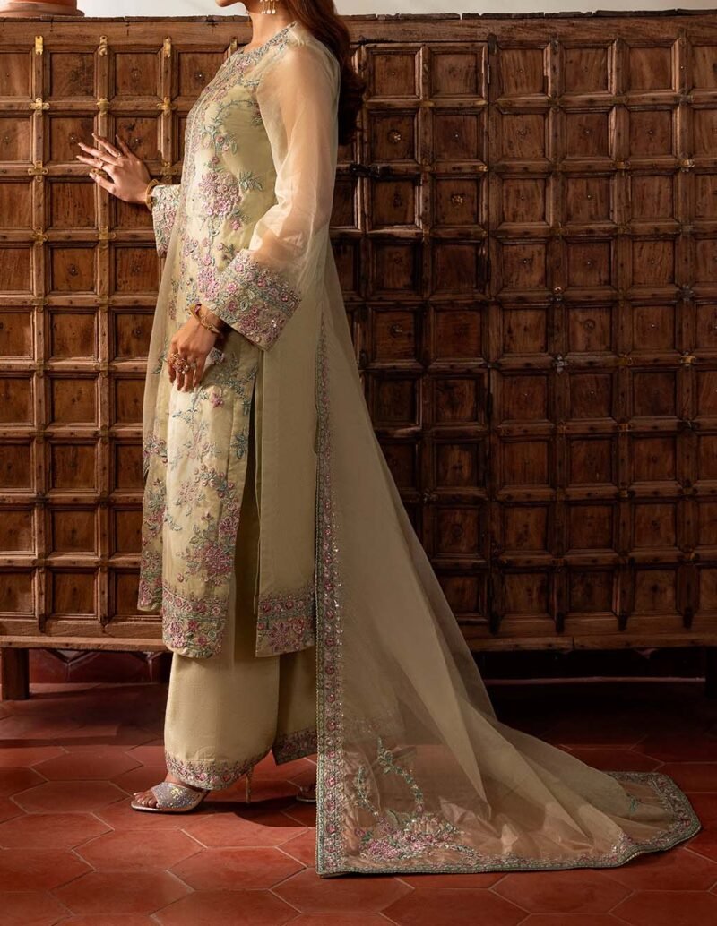 Sheenora Luxury Organza 3-Piece Suit with Heavy Embroidery & Adda Work Unstitched - SN84255 - Image 3