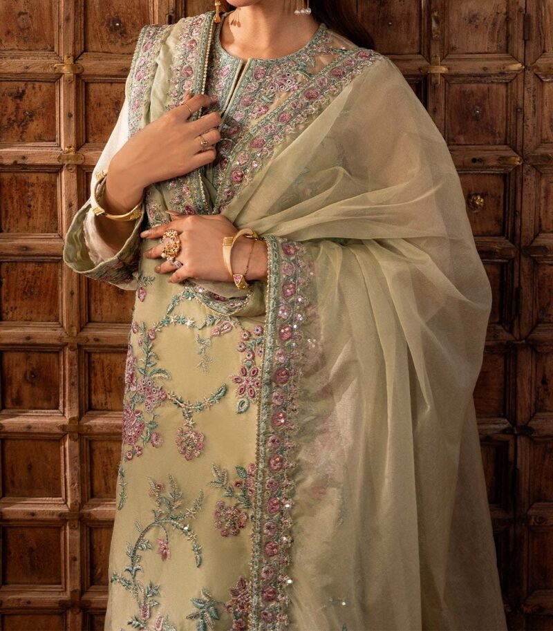 Sheenora Luxury Organza 3-Piece Suit with Heavy Embroidery & Adda Work Unstitched - SN84255 - Image 4