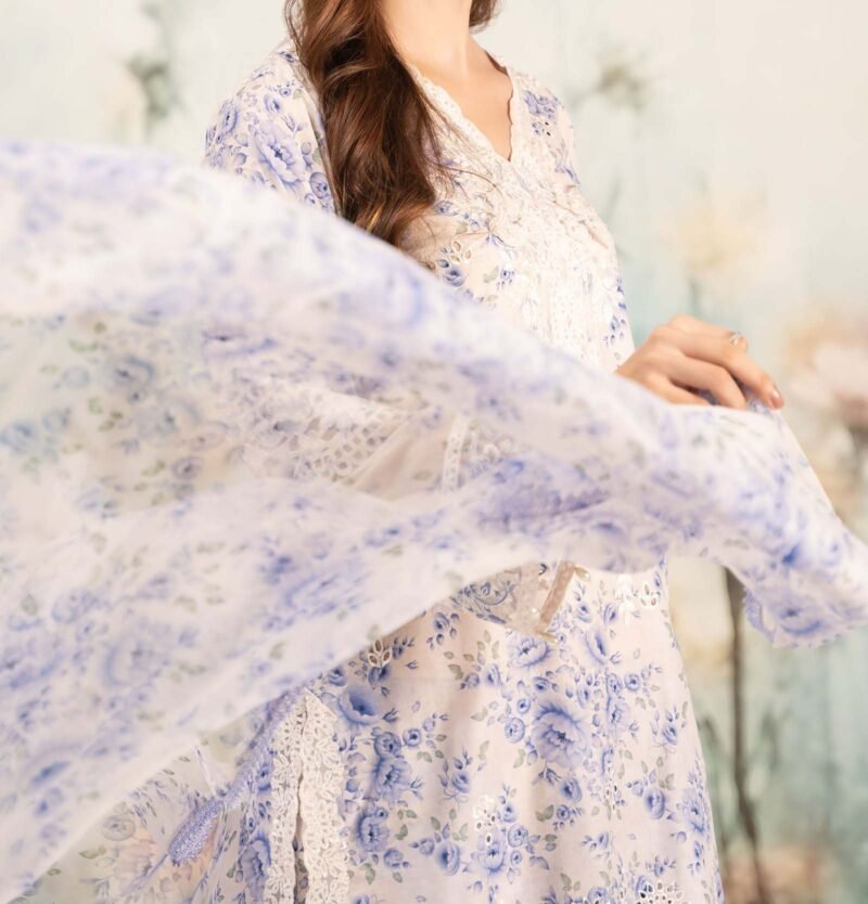 MARIA B -3 Piece Unstitched Embroidered Lawn Suit - Image 6