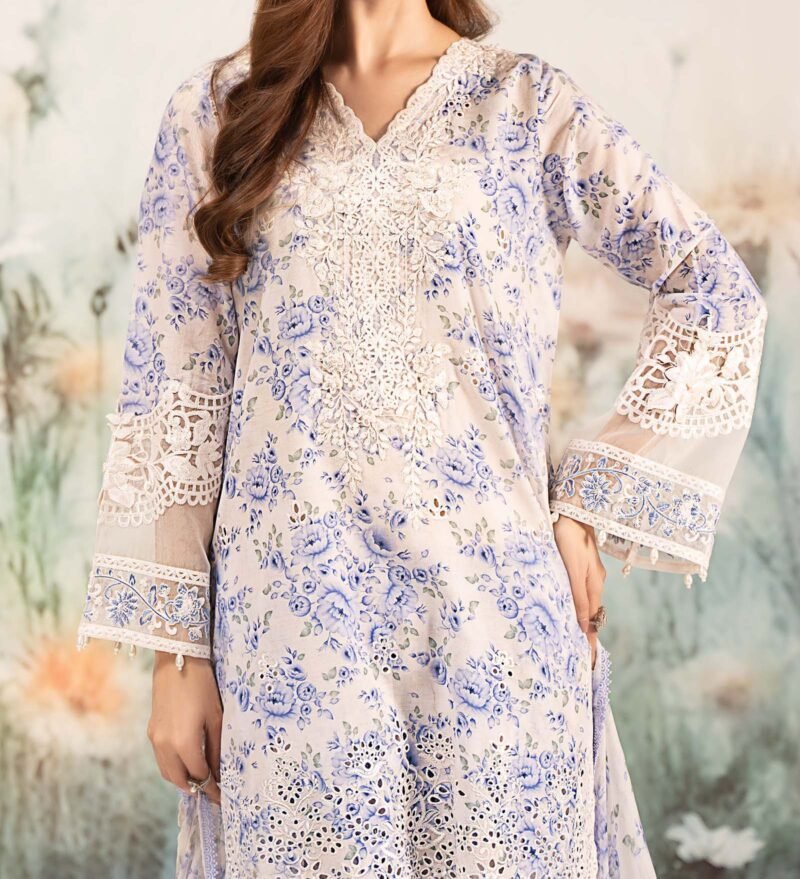 MARIA B -3 Piece Unstitched Embroidered Lawn Suit - Image 7