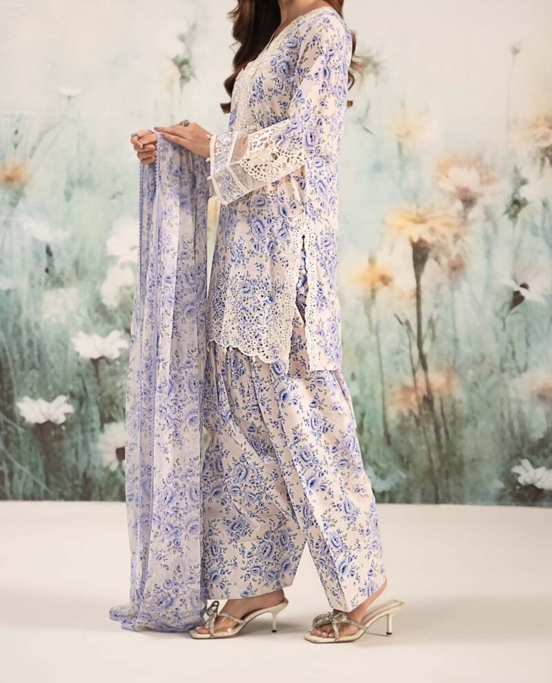 MARIA B -3 Piece Unstitched Embroidered Lawn Suit - Image 9