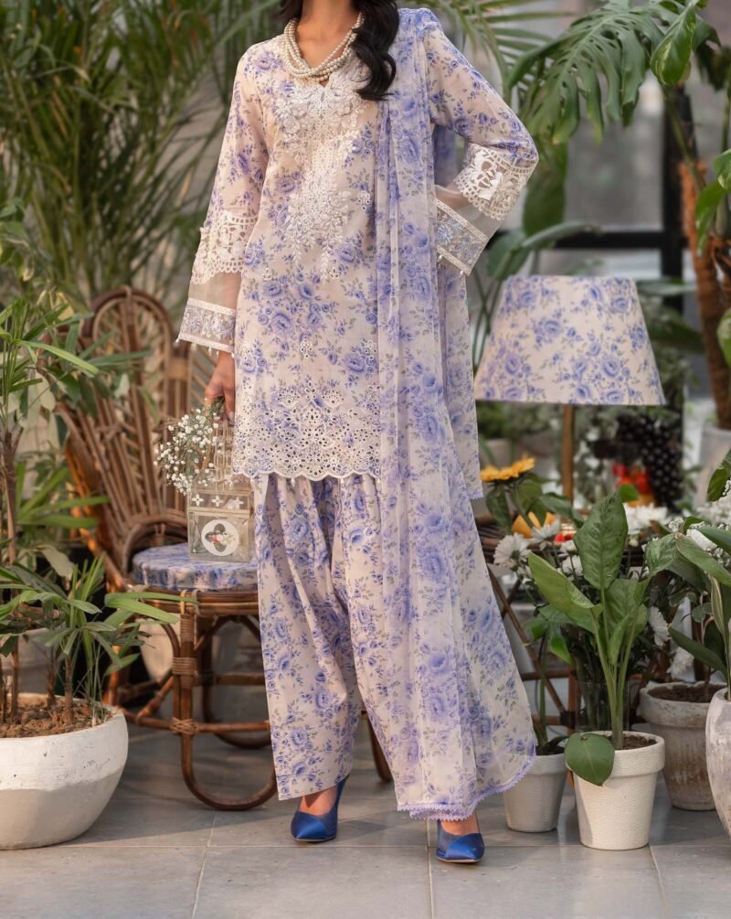 MARIA B -3 Piece Unstitched Embroidered Lawn Suit - Image 5