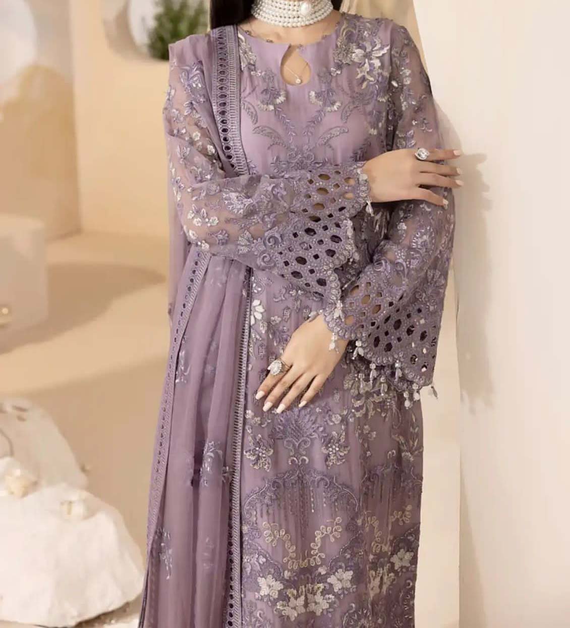 Lavish Heavy Embroidered Fancy Chiffon Party Wear Dress LH-8435 - Image 5