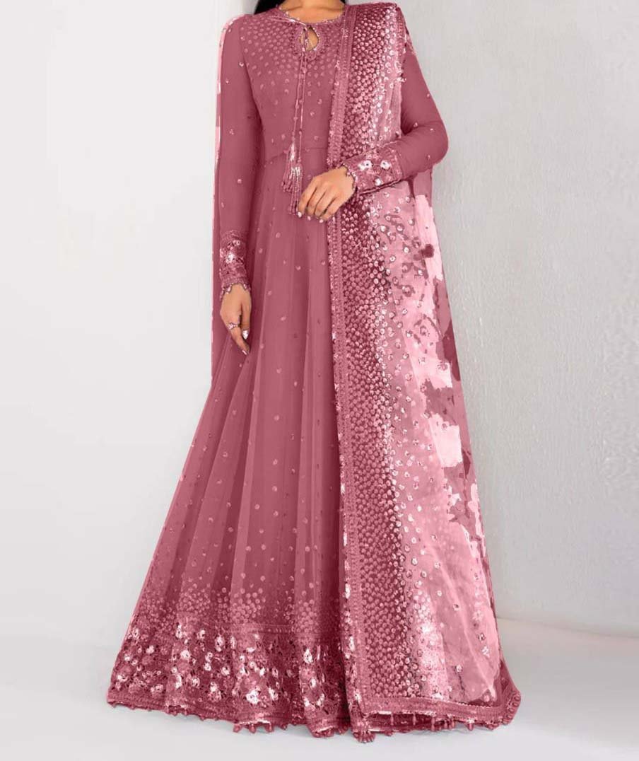 Jazmin 3-Pcs Elegant Luxe Edition Embroidered Chiffon Maxi with Net Dupatta - JZ6874