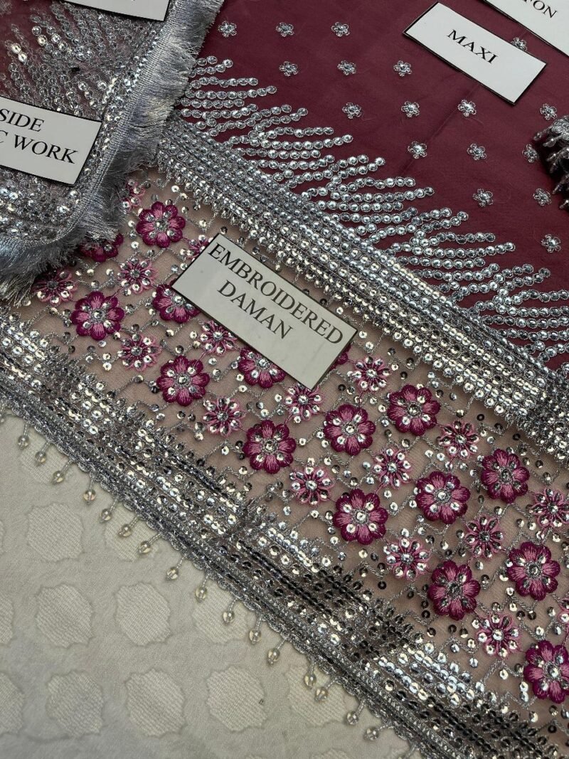 Jazmin 3-Pcs Elegant Luxe Edition Embroidered Chiffon Maxi with Net Dupatta - JZ6874 - Image 4