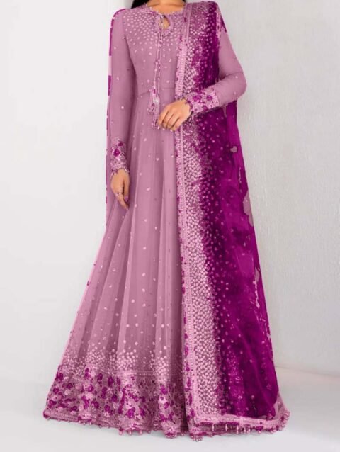 Jazmin 3-Pcs Elegant Luxe Edition Embroidered Chiffon Maxi with Net Dupatta -JZ354