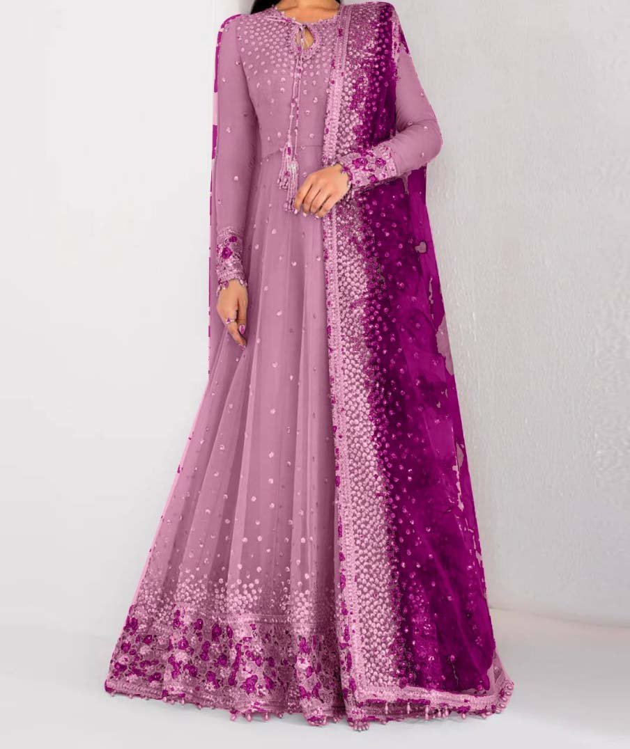 Jazmin 3-Pcs Elegant Luxe Edition Embroidered Chiffon Maxi with Net Dupatta -JZ354