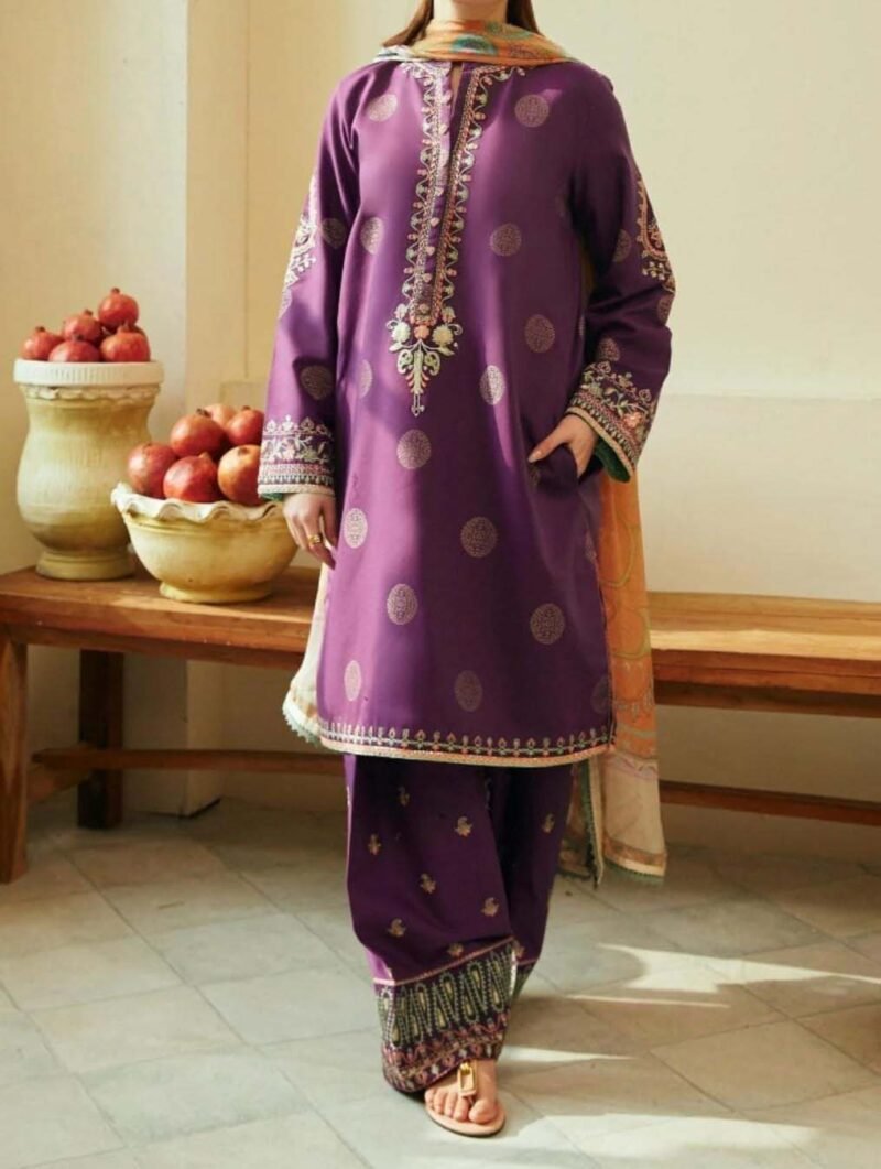 COCO ZARA SHAHJAHAN 3 PC Unstitched Lawn Suite - CZS101