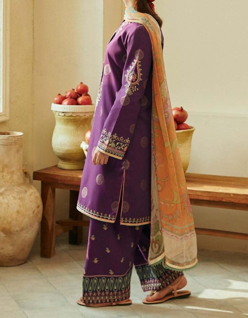 COCO ZARA SHAHJAHAN 3 PC Unstitched Lawn Suite - CZS101 - Image 3
