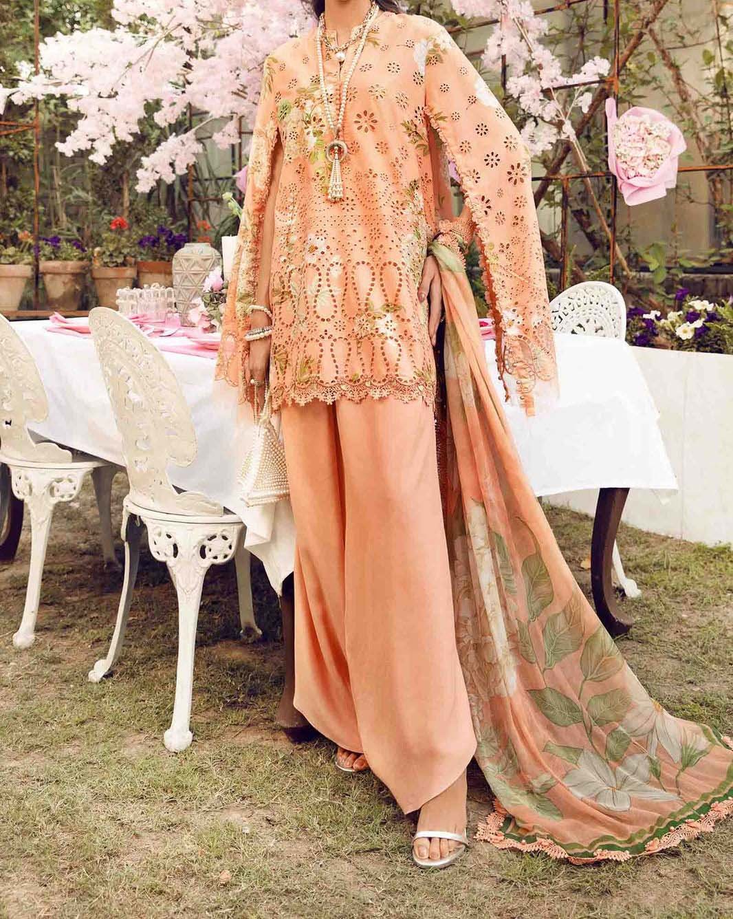 Maria B 3 Piece Unstitched Embroidered Lawn Suit - Image 6