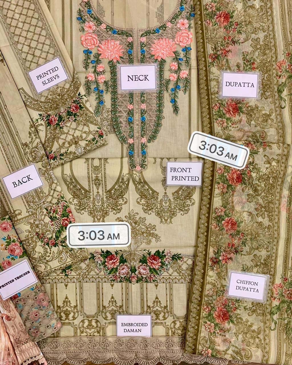 Maria B Embroidered Lawn 3 Piece Unstitched Suit - Image 8
