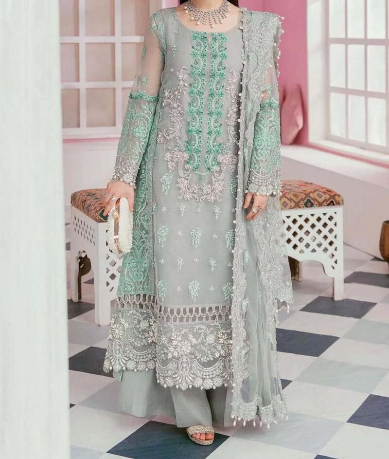 Elaf 3 Pcs Women's Unstitched Organza Embroidered Suit - E6455