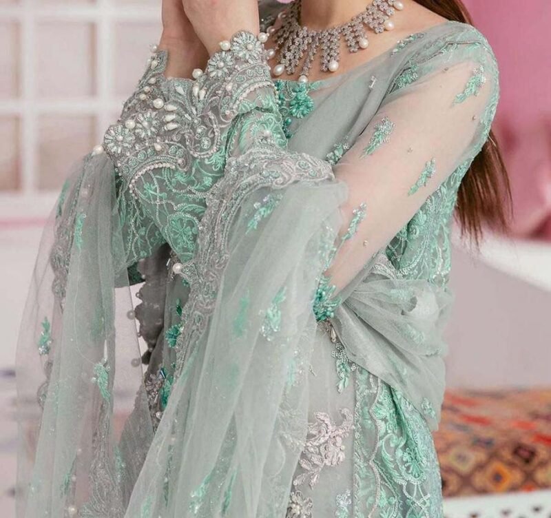 Elaf 3 Pcs Women's Unstitched Organza Embroidered Suit - E6455 - Image 2