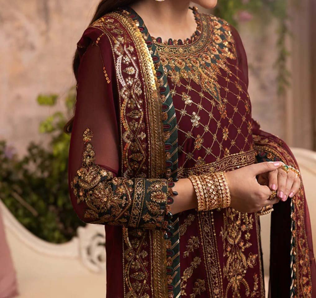 Asim Jofa EMBROIDERED CHIFFON 3 PCS Fancy Suite -  AJNB09 - Image 7