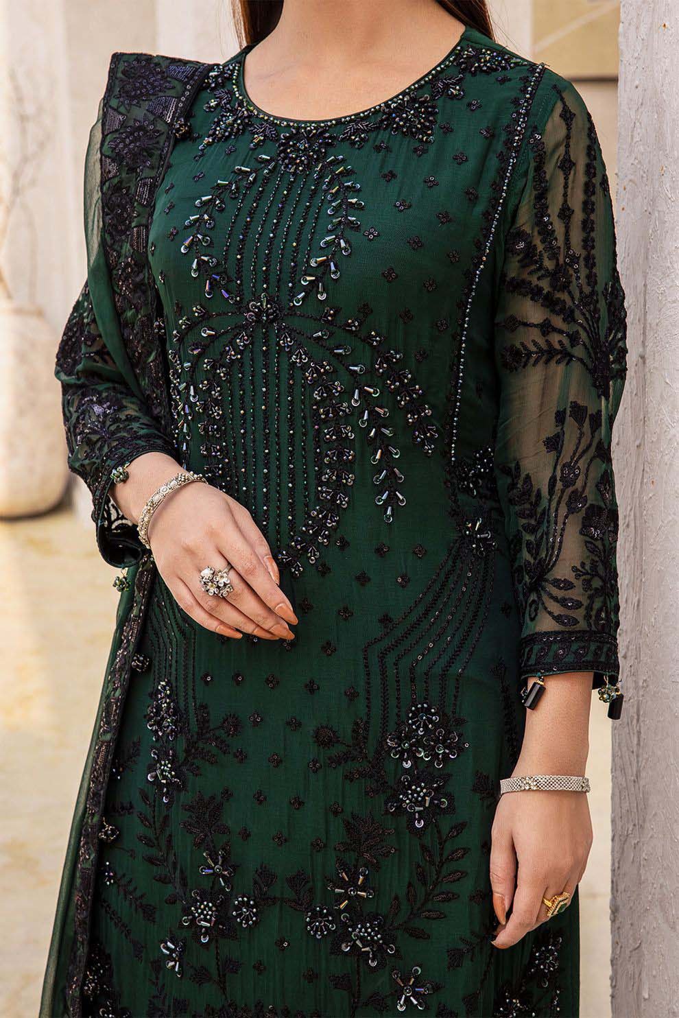 Zebtan Luxury Chiffon Embroidered 3 Pc Unstitched Suite ZR-03 - Image 2