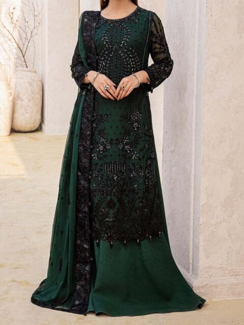 Zebtan Luxury Chiffon Embroidered 3 Pc Unstitched Suite ZR-03