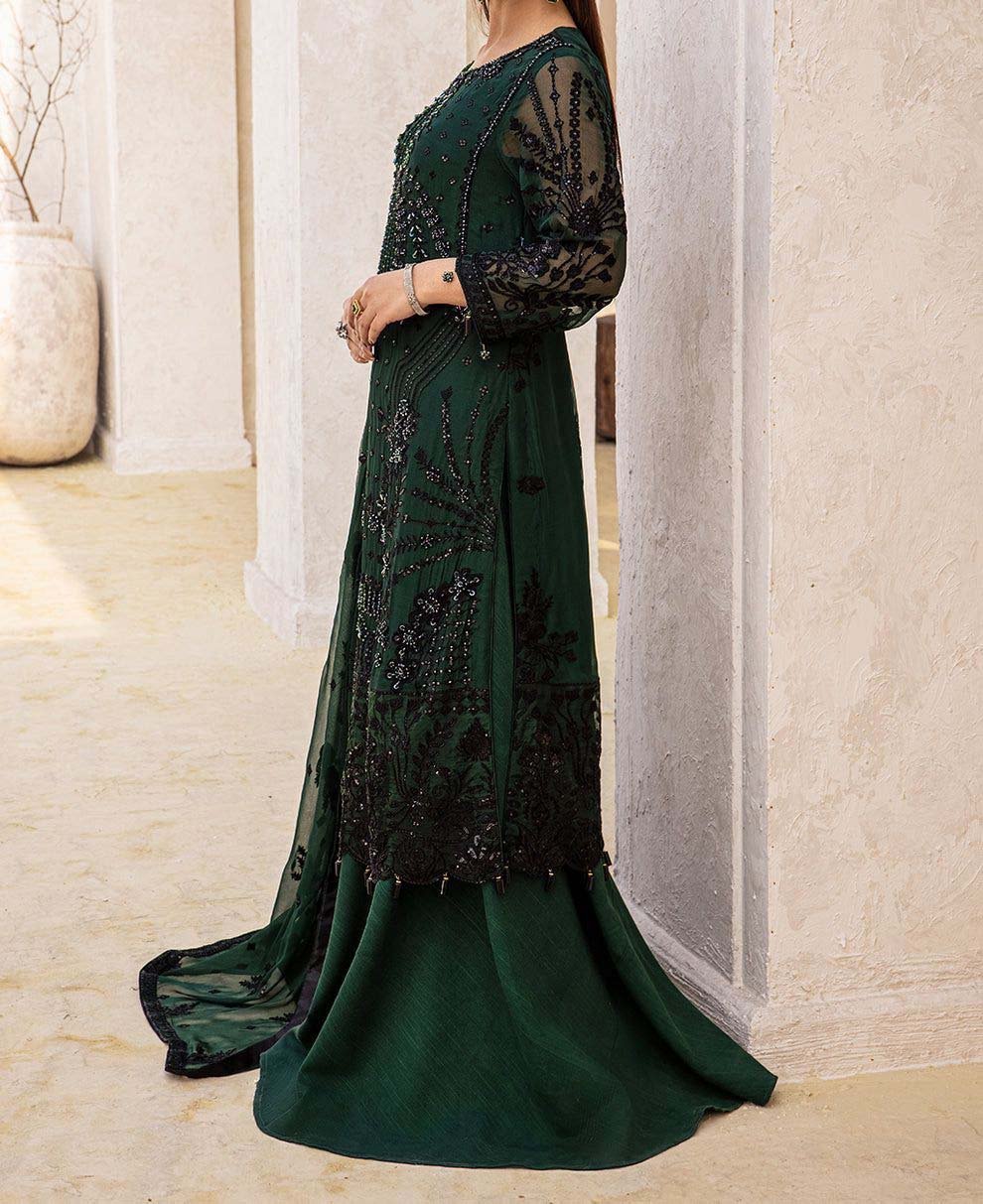 Zebtan Luxury Chiffon Embroidered 3 Pc Unstitched Suite ZR-03 - Image 4