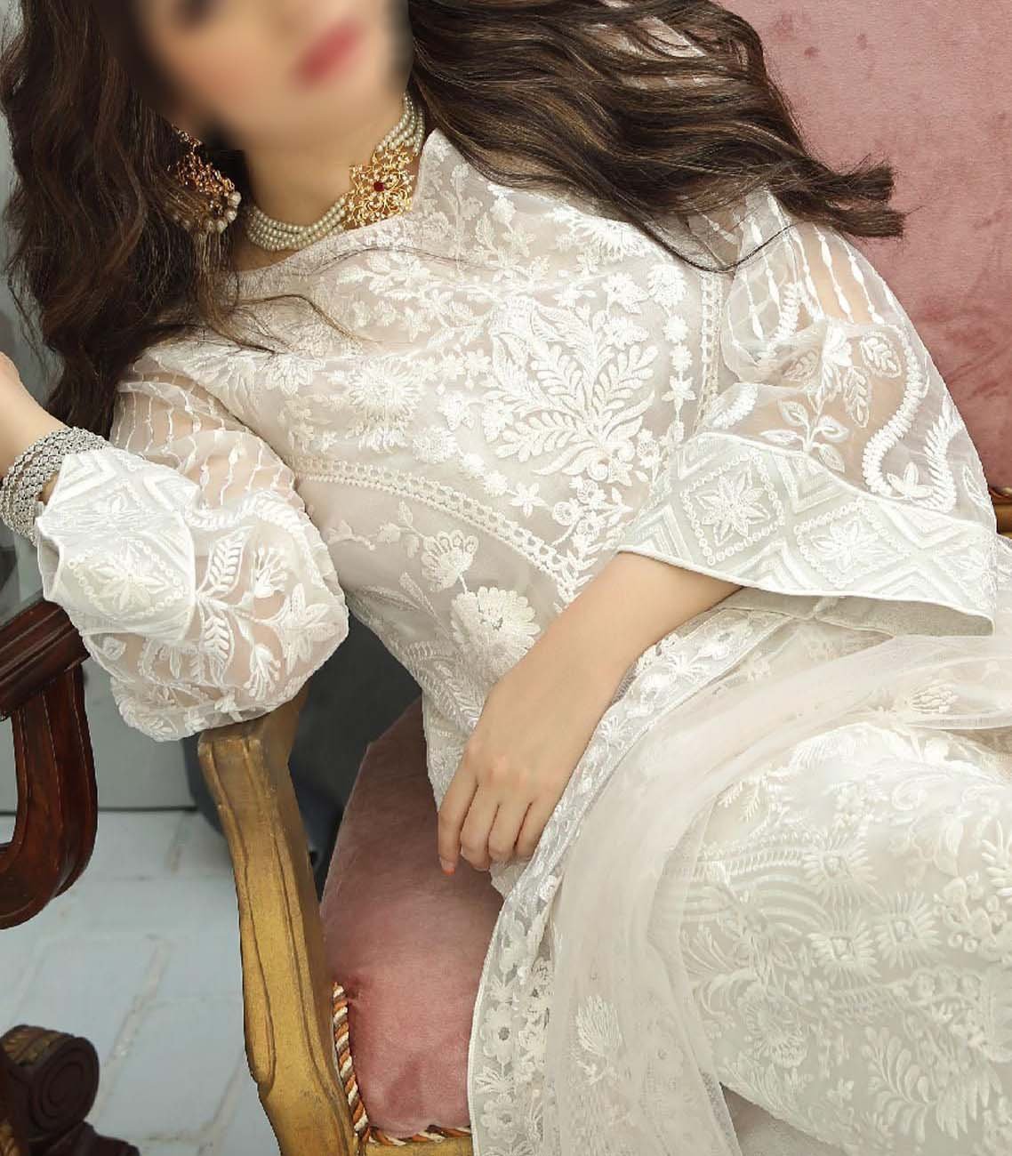 Organza Heavy Embridered Sequence Dress With Embroidered Net Dupatta CHI-969 - Image 3